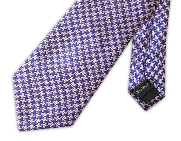 Purple large houndstooth clip-on tie -0