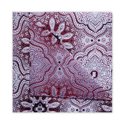 SILVER/BURGUNDY FLORAL SQUARE-0