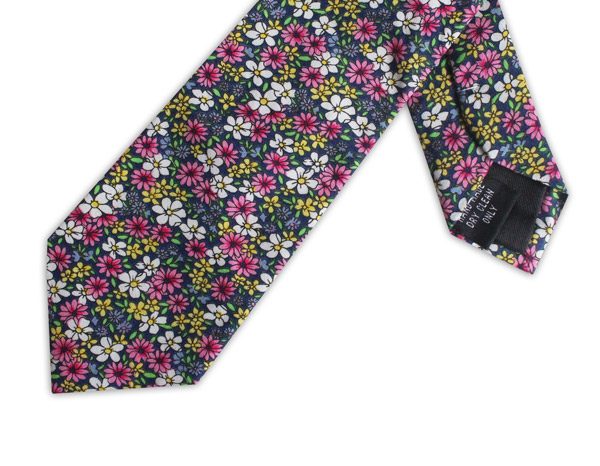 PINK/YELLOW/GREEN FLORAL COTTON TIE-0