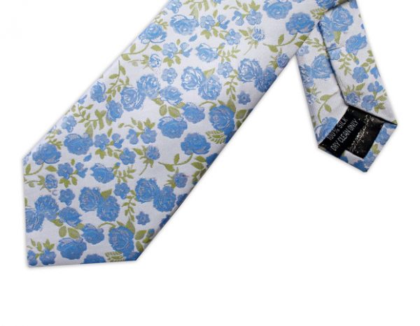 LIGHT BLUE AND WHITE FLORAL TIE-0