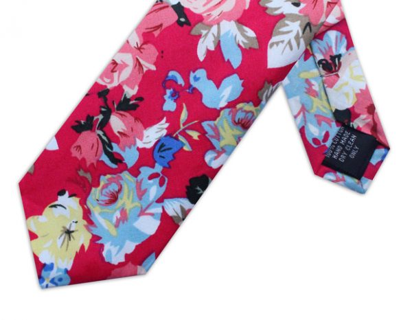 BRIGHT PINK LARGE FLORAL TIE-0
