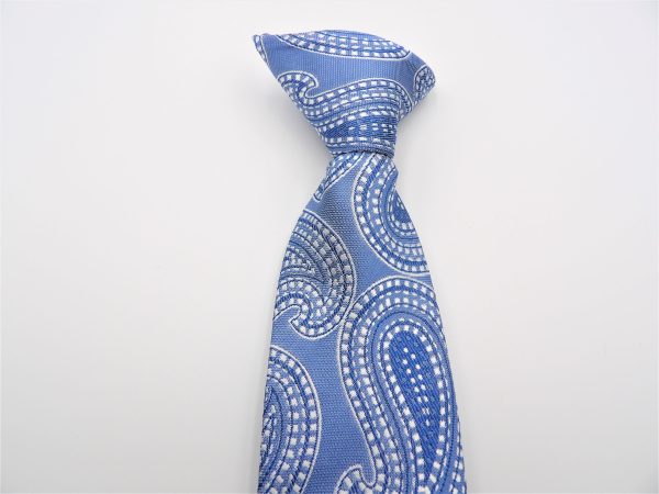 SKY BLUE LARGE PAISLEY CLIP ON TIE